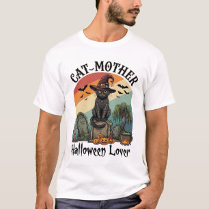 Kat Moeder Halloween Liefhebber Zwarte Heksenhoed T-shirt