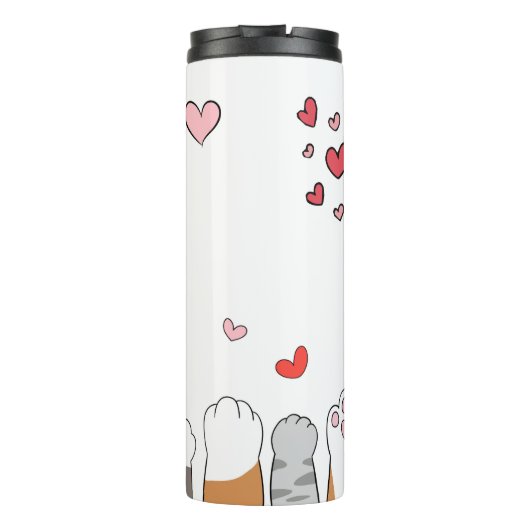 Kat Moeder Huisdier Ouder Kat Paws met Hart Tumble Thermosbeker (Achterkant)