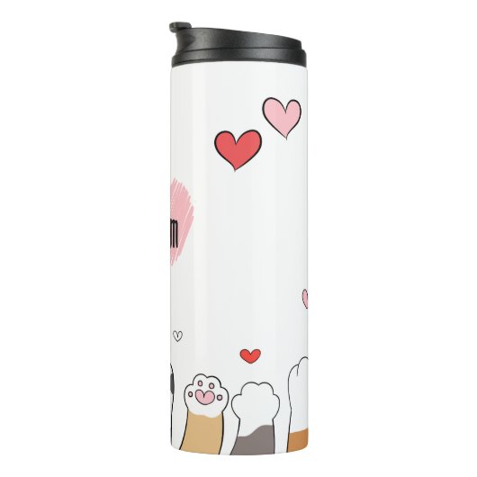 Kat Moeder Huisdier Ouder Kat Paws met Hart Tumble Thermosbeker (Geroteerd rechts)