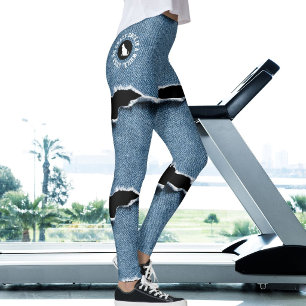 Kat Moeder Huisdierliefhebber Crazy Jean Nep Zwart Leggings
