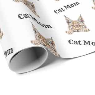 Kat Moeder Kijkende Woestijn Lynx Herhalend Patroo Cadeaupapier