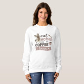 Kat Moeder Koffie Lover Cute Cats Siamese Cat Trui (Voorkant volledig)