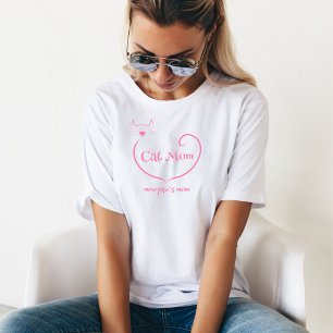 Kat Moeder Liefde Vorm en Roze Eenvoudig Script T-shirt