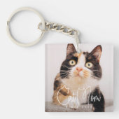 Kat Moeder Modern Chic Speels En Leuk Custom Foto Sleutelhanger (Voorkant)