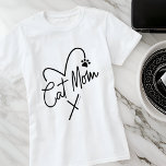 Kat Moeder Modern Speels Hart en Leuke Typografie T-shirt<br><div class="desc">Dit eenvoudige en klassieke ontwerp is samengesteld uit speelse en leuke scripttypografie</div>