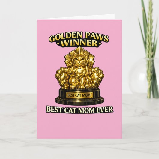 Kat Moeder Moederdag kaart – Golden Paws Winnaar B (Voorkant)