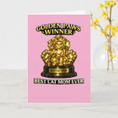 Kat Moeder Moederdag kaart – Golden Paws Winnaar B (Gele Bloem)