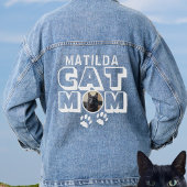 Kat Moeder Poot Print Naam Pet Foto Vrouwen Denim Jacket