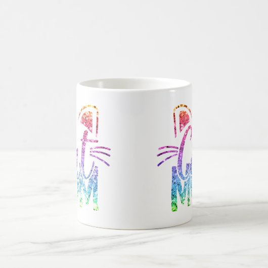 Kat Moeder Regenboog Glitter Koffiemok (Center)