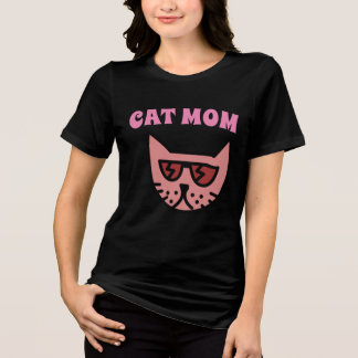KAT MOEDER ROZE & ZWARTE DAMES T-SHIRT