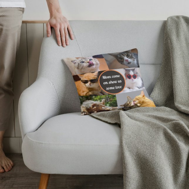 Kat Moeder Schattige Modern Gepersonaliseerd Huisd Kussen (Creator heeft geüpload)