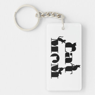 Kat Moeder Silhouet Typografie Sleutelhanger