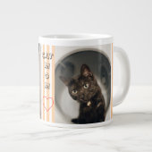 Kat moeder Twee foto gestreepte pastel Grote Koffiekop (Voorkant rechts)