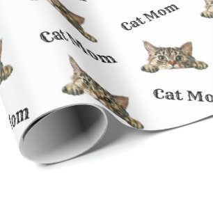 Kat Moeder Waterverf Amerikaanse Bobtail Patroon Cadeaupapier
