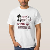 Kat Moeder Wijn Lover Cats Red Wine Black T-shirt (Voorkant)
