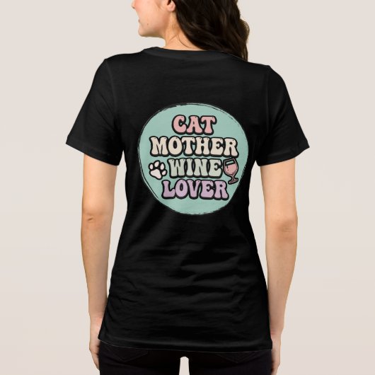 Kat Moeder Wijnliefhebber - Grappige en stijlvolle Tri-Blend Shirt (Achterkant)