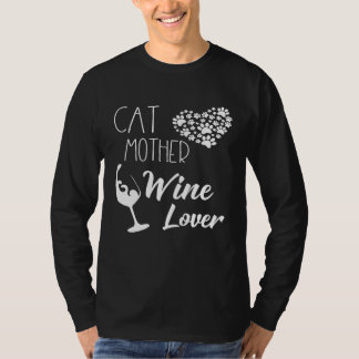 Kat Moeder Wijnliefhebber Shirt Hart Vol Pootjes K
