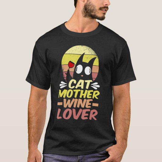 Kat Moeder Wine Crazy Cat Lady T-shirt (Voorkant)