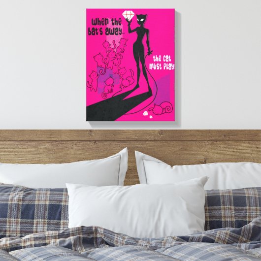 Kat moet worden afgespeeld canvas afdruk (Insitu (Slaapkamer))