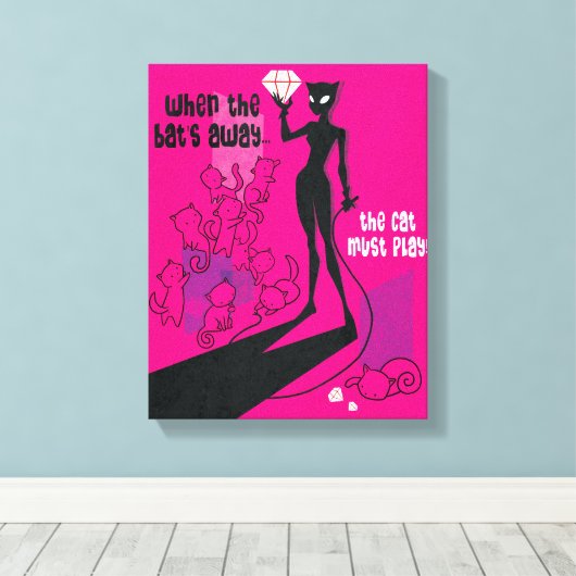 Kat moet worden afgespeeld canvas afdruk (Insitu (Houten vloer))