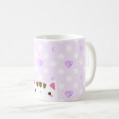 Kat-mok met lila harten en manen koffiemok (Voorkant rechts)