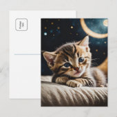 Kat Moonlight Briefkaart (Voorkant / Achterkant)