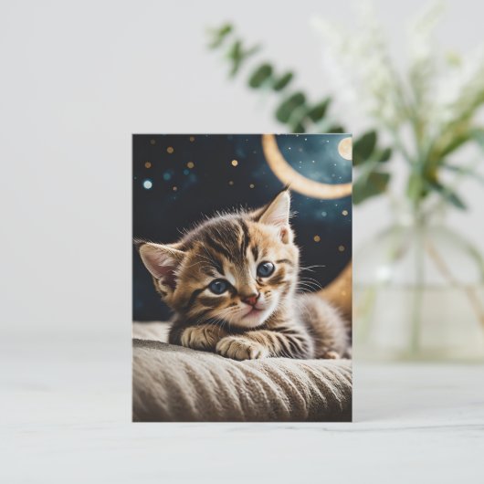 Kat Moonlight Briefkaart (Staand voorkant)