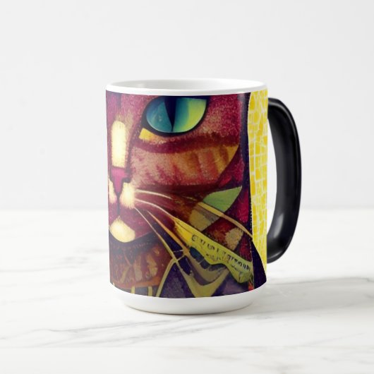 Kat moroccan mosaic abstract art pattered kat magische mok (Voorkant rechts)