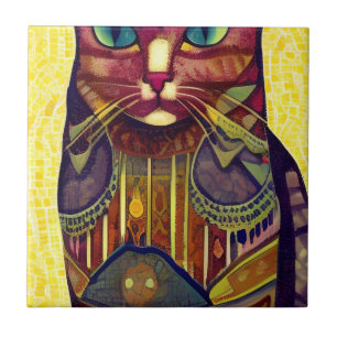 Kat moroccan mosaic abstract art pattered kat tegeltje