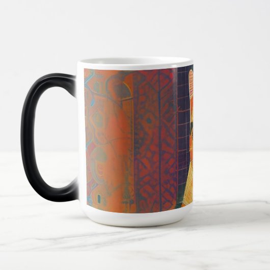 Kat moroccan mosaic abstract art portret kat magische mok (Links)