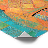 Kat moroccan mosaic ginger on turkooizen backgroun poster (Hoek)