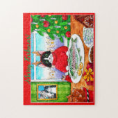 Kat, muis-kerstpuzzel legpuzzel (Verticaal)