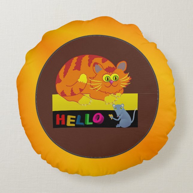 Kat & Muis Rond Kussen (Achterkant)