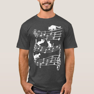 Kat Music Cute Cats Piano Musician Spinnende spell T-shirt