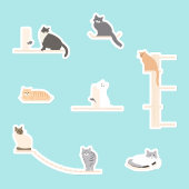 Kat muur meubel sticker vel