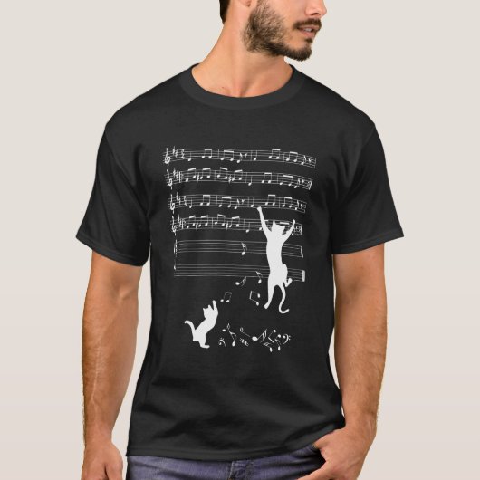 Kat Muziek Noten Sleutel T-shirt (Voorkant)