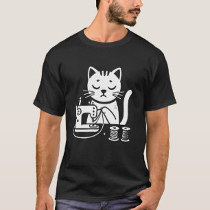 Kat Naaimachine Met Draden T-shirt