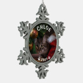 Kat Naam Jaar Paw Printerpagina Vakantiedagen Foto Tin Sneeuwvlok Ornament (Links)