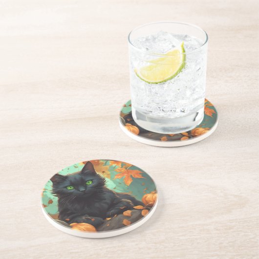 Kat najaar zandsteen onderzetter (Zijkant)