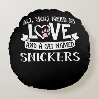 Kat Name Snickers Lovers | Alles wat je nodig hebt Rond Kussen