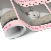 Kat Nap Birthday en Paw Prints Cadeaupapier (Rol Hoek)