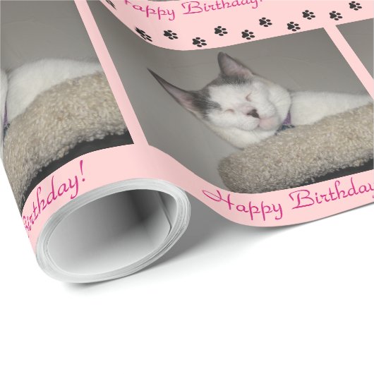 Kat Nap Birthday en Paw Prints Cadeaupapier (Rol Hoek)
