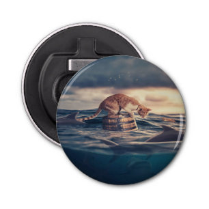 Kat Nap Droom of Nachtmerrie Button Flesopener