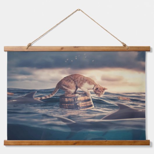 Kat Nap Droom of Nachtmerrie Hangend Wandkleed (Voorkant)