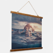 Kat Nap Droom of Nachtmerrie Hangend Wandkleed (Gebogen)