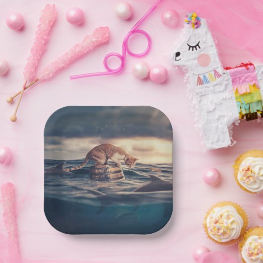 Kat Nap Droom of Nachtmerrie Papieren Bordje (Feest)