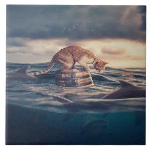 Kat Nap Droom of Nachtmerrie Tegeltje