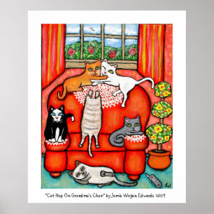 Kat Nap op oma's voorzitter Poster