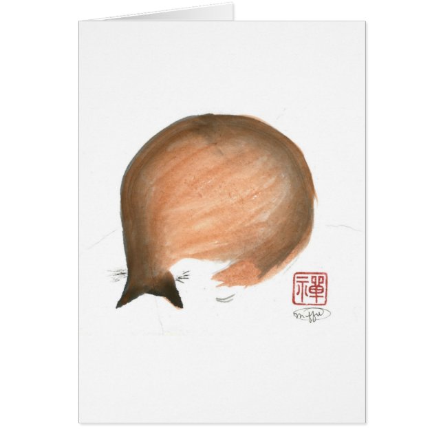 Kat Nap, Sumi-e cat Enso in kleur (Voorkant)
