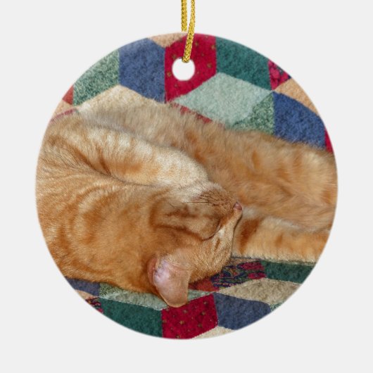 Kat Napping Keramisch Ornament (Voorkant)